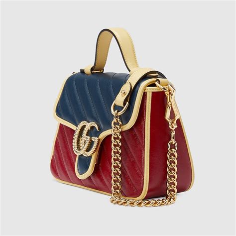 gucci marmont top handle blue|Gucci Marmont mini street style.